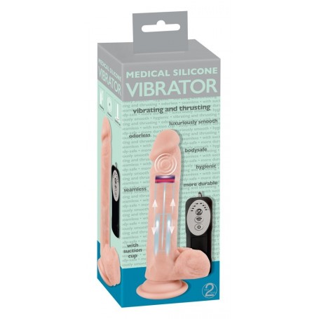 Vibratore realistico vaginale anale in silicone dildo fallo su e giù con ventosa e vibrazione