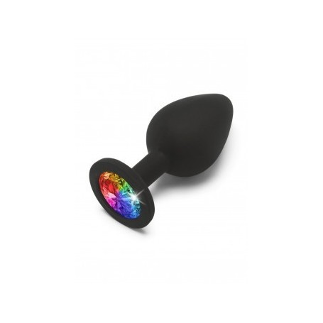 plug anale in silicone morbido nero con gioiello colorato anal per uomo e donna