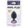 plug anale in silicone morbido nero con gioiello colorato anal per uomo e donna