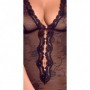 Body nero in pizzo a fiore con aperture intime e bottoncini in perla sexy black