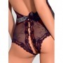 Body nero in pizzo a fiore con aperture intime e bottoncini in perla sexy black