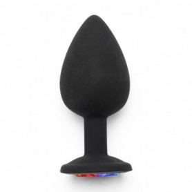 plug anale in silicone nero con gioiello multicolor stimolatore sexy toys anal