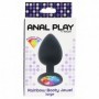 plug anale in silicone nero con gioiello multicolor stimolatore sexy toys anal
