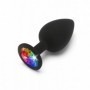 plug anale in silicone nero con gioiello multicolor stimolatore sexy toys anal