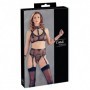 completo reggiseno mutande reggicalze nero trasparente sexy con manette black