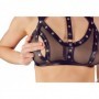 completo reggiseno mutande reggicalze nero trasparente sexy con manette black