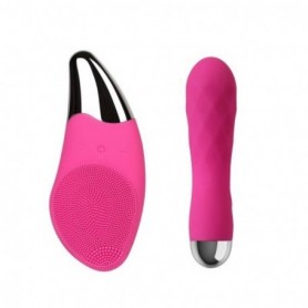 Stimolatore vaginale vibratore per clitoride anale in silicone con massaggiatore facciale