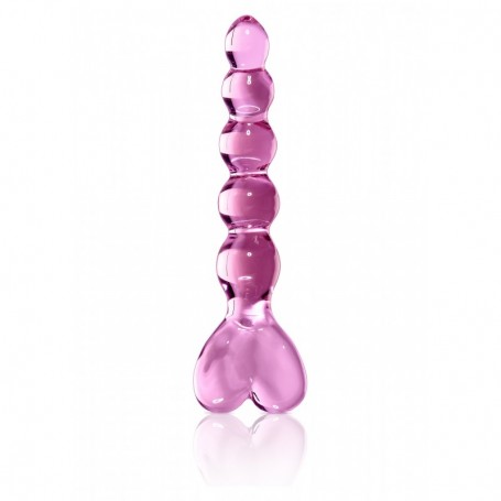 Fallo vaginale anale a palline dildo stimolatore in vetro rosa sex toy anal plug