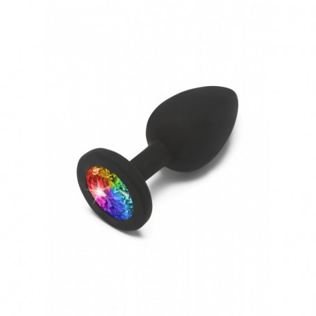 Plug in silicone nero fallo anale butt anal black dildo con diamante a coda jewel