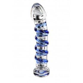 Fallo vaginale anale in vetro dildo realistico trasparente e blu glass sex toy