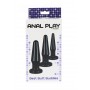 Kit fallo anale 3 pz dildo butt plug sex sex toys anal mini maxi black nero