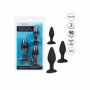 Fallo anale in silicone nero kit 3 pz indossabile stimolatore set anal butt plug