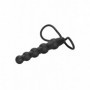 Fallo indossabile in silicone dildo anale a sfere sex toy nero con anello fallico