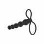 Fallo indossabile in silicone dildo anale a sfere sex toy nero con anello fallico