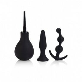 plug anale kit con doccia e fallo butt anal in silicone nero dildo tappo sex toy