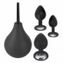 Set anal plug con pietra stimolatore doccia intima in silicone kit sex toys nero