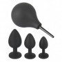 Set anal plug con pietra stimolatore doccia intima in silicone kit sex toys nero