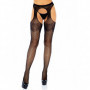 reggicalze sexy collant con a rete lingerie intimo da donna nero cavallo aperto