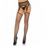 Collant a rete con reggicalze lingerie intimo sexy da donna nero cavallo aperto