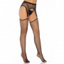 Collant a rete con reggicalze lingerie intimo sexy da donna nero cavallo aperto