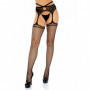 Collant con reggicalze sexy a rete lingerie intimo da donna nero cavallo aperto