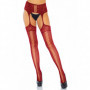 Collant con reggicalze sexy a rete lingerie intimo da donna rosso cavallo aperto