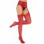 Collant con reggicalze sexy a rete lingerie intimo da donna rosso cavallo aperto