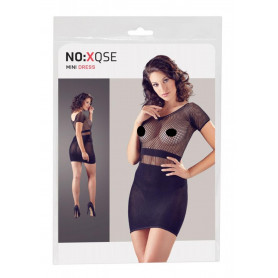 mini abito sexy vestitino donna bodystocking a rete mini dress lingerie nero