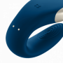Vibratore per coppia vaginale anale in silicone massaggiatore Double Love Blue