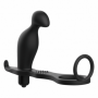 Vibratore anale dildo vibrante per prostata con anello fallico in silicone black