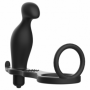 Vibratore anale dildo vibrante per prostata con anello fallico in silicone black