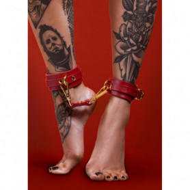 Accessorio sexy polsini in pelle per caviglia giochi erotici sadomaso schiava