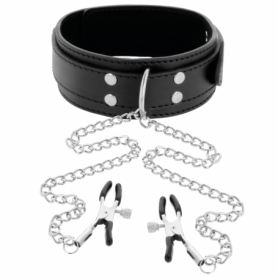 Costrittivo bondage collare con pinze strizza capezzoli accessori sadomaso slave