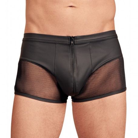 Boxer sexy nero a vita bassa Slip trasparenti da uomo con cerniera zip erotica