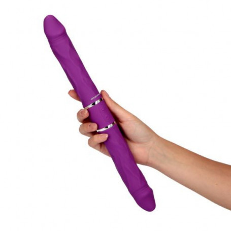 Vibratore doppio in silicone realistico dildo vibrante vaginale anale fallo sex