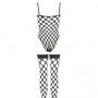 Body donna a rete sexy bodysuit fishnet perizoma con calze autoreggenti ragazza