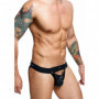 Perizoma uomo sospensorio in ecopelle slip nero jockstrap intimo sexy maschile