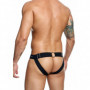 Perizoma uomo sospensorio in ecopelle slip nero jockstrap intimo sexy maschile