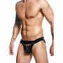 Perizoma uomo sospensorio in ecopelle slip nero jockstrap intimo sexy maschile