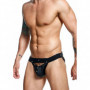 Perizoma uomo sospensorio in ecopelle slip nero jockstrap intimo sexy maschile