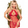 Babydoll con perizoma hot lingerie rossa trasparente erotica intimo sexy donna