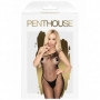 Bodystocking nero con tanga tutina donna sexy lingerie a rete con cavallo aperto