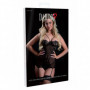 Guepiere sexy con tanga e reggicalze corsetto nero trasparente lingerie donna