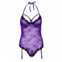 Body con reggicalze intimo in pizzo viola cavallo aperto lingerie sexy donna hot