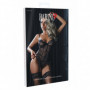 Guepiere con tanga corsetto in pizzo nero con reggicalze lingerie erotica donna