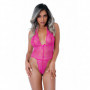 Bodysuit in pizzo fucsia body con perizoma lingerie sexy donna intimo erotico