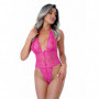 Bodysuit in pizzo fucsia body con perizoma lingerie sexy donna intimo erotico