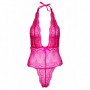 Bodysuit in pizzo fucsia body con perizoma lingerie sexy donna intimo erotico