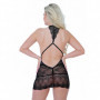 Babydoll nero con perizoma lingerie sexy donna intimo erotico schiena scoperta