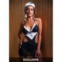 Travestimento sexy costume cameriera mini abito donna hot in rete trasparente